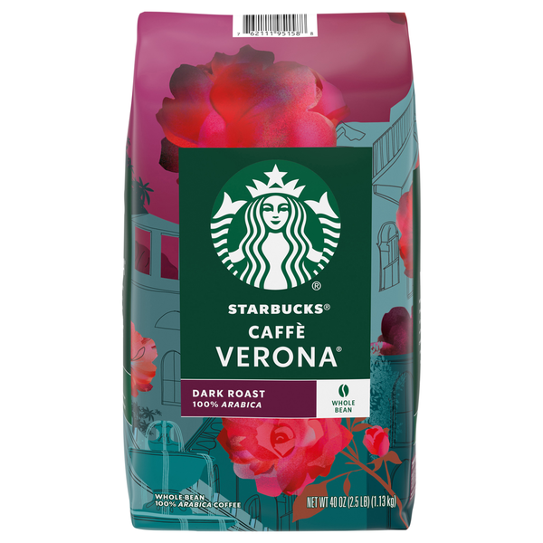 Starbucks Caffe Verona Whole Bean Coffee, Dark Roast, 2.5 lbs Same