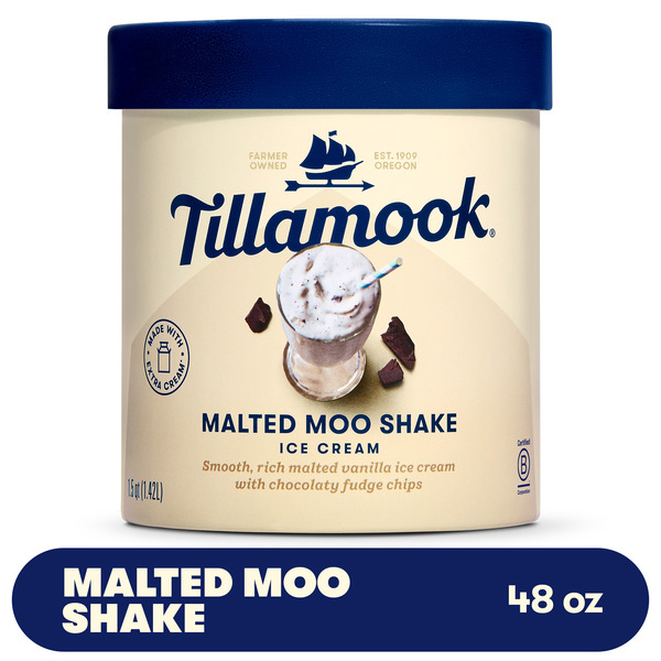 Tillamook Malted Moo Shake Ice Cream, 48 fl oz