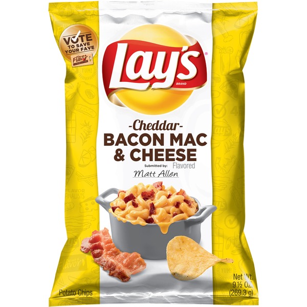 Lay's Cheddar Bacon Mac & Cheese Potato Chips (9.5 oz) Instacart