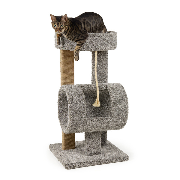 Whisker City Cozy Tunnel Tower Cat Tree - Tan