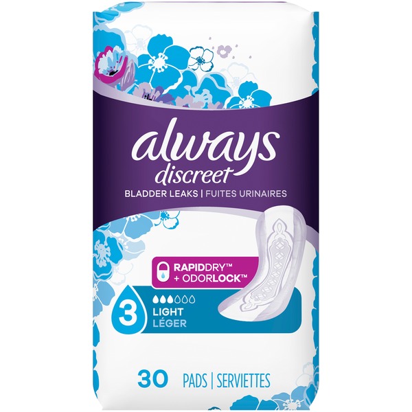 Always Incontinence Pads, Light Absorbency (30 ct) Instacart