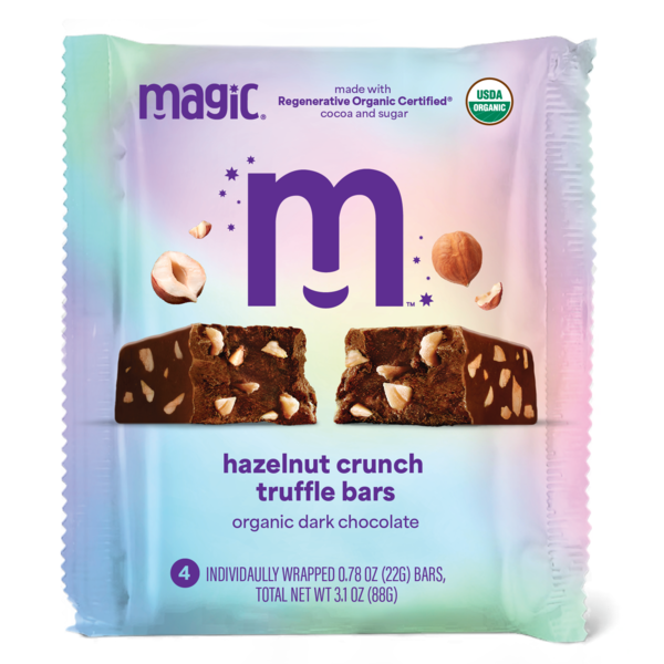 Magic Chocolate Organic Hazelnut Crunch Truffle Bars 4 Pack Same
