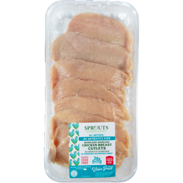 Sprouts Boneless Skinless Thin-Sliced Chicken Breast Cutlets No Antibiotics Ever