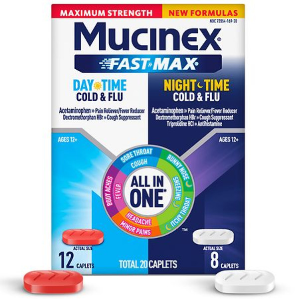 Walgreens Mucinex Day Time/Night Time Caplets Cold & Flu Same-Day ...