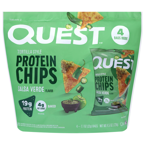 Quest Baked Tortilla Style Salsa Verde Flavor Protein Chips Same