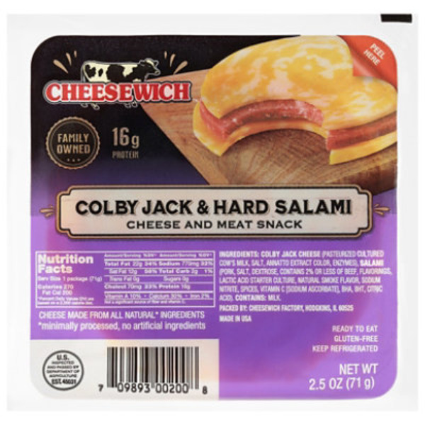 Cheesewich Sliced Hard Salami & Colby Jack Cheese