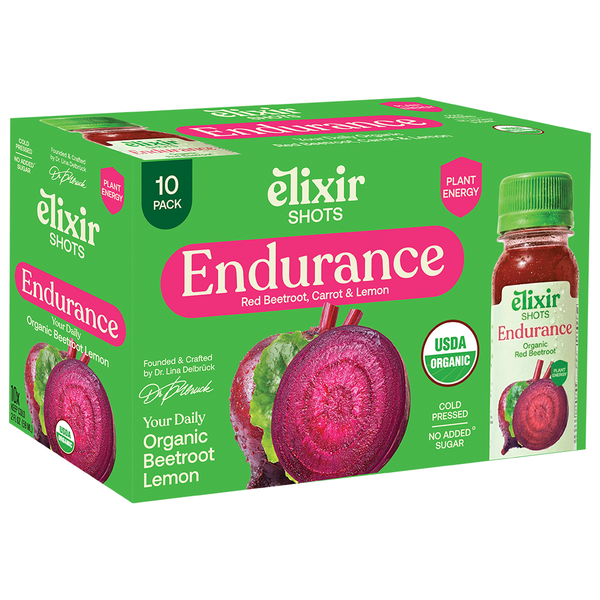 Elixir Shots Endurance Organic Beetroot Lemon, 2 fl oz, 10-count