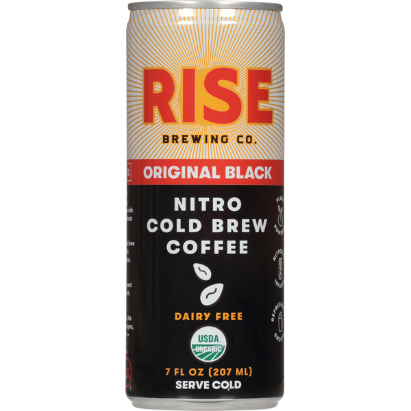 RISE Brewing Co. Coffee, Dairy Free, Nitro Cold Brew, Original Black
