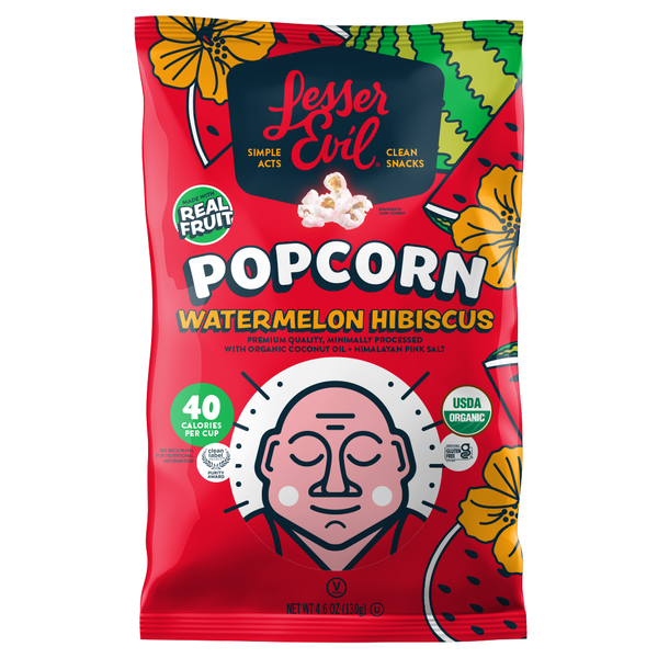 thumbnail image 2 of LESSEREVIL Organic Watermelon Hibiscus Popcorn - 4.6 OZ Healthy Snack 2 of 14