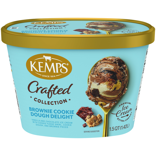 Kemps Simply Crafted, Brownie Cookie Dough Delight, Premium Ice