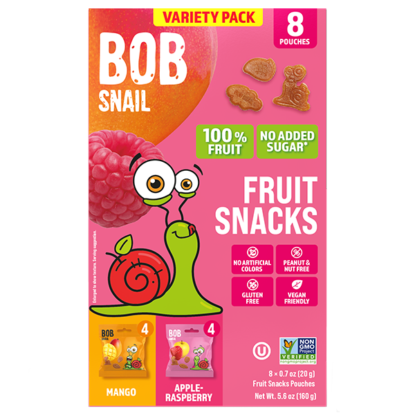Bob Snail Mango and Apple-Raspberry Fruit Snacks Variety Pack