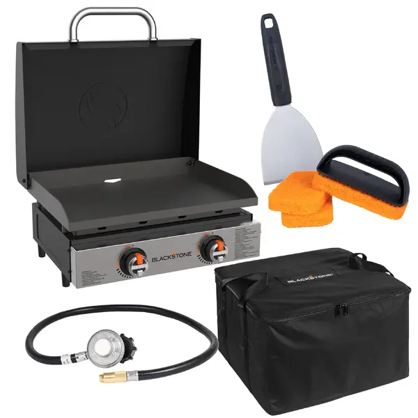 Blackstone Original Tabletop Pre-Seasoned Griddle with Hood Bundle