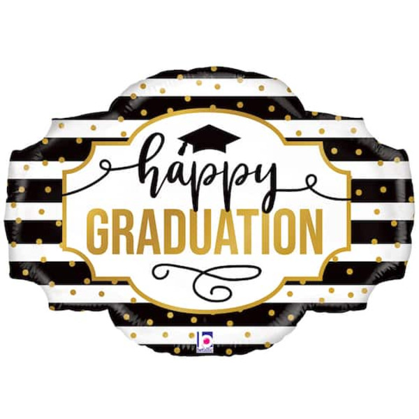 Burton & Burton 32" Black & White Happy Graduation Balloon