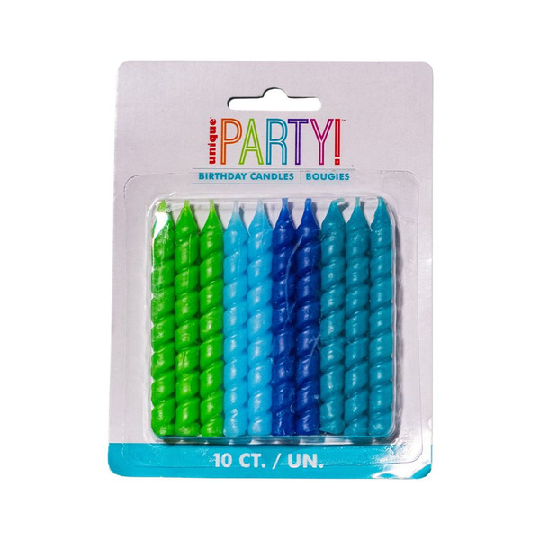 Unique Spiral Birthday Candles - Blue & Green