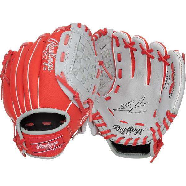 Rawlings Right Hand Throw Tee Ball Ronald Acuña Signature Series Gloves - Red & Grey