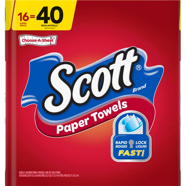 Scott Paper Towels, ChooseASheet, Super Rolls, OnePly (16 each) from