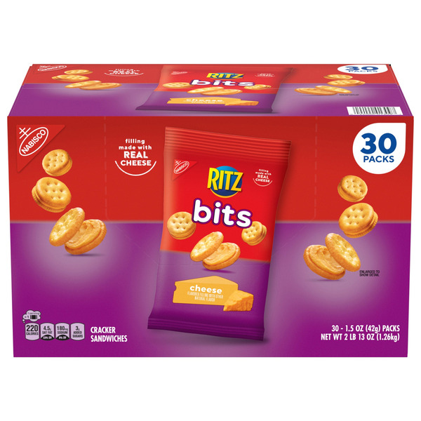 Ritz Bits Cheese Sandwich Crackers, Lunch Snacks, Snack Packs Same-Day ...