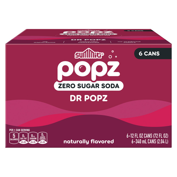 Summit Popz Dr Popz Zero Sugar Soda, 6 Cans Same-Day Delivery or
