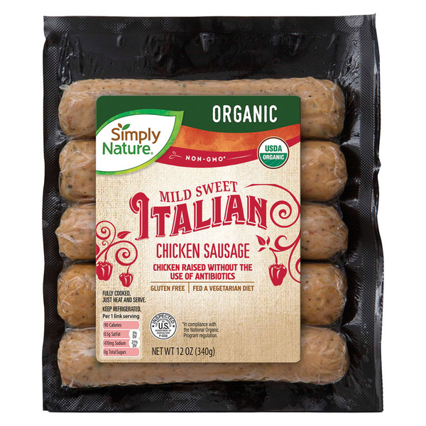 SIMPLY NATURE Organic Mild Sweet Italian Chicken Sausage, 5 Count