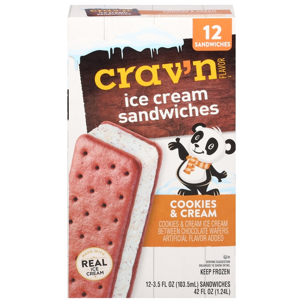 Crav'n Flavor Ice Cream Sandwiches, Cookies & Cream Same-Day