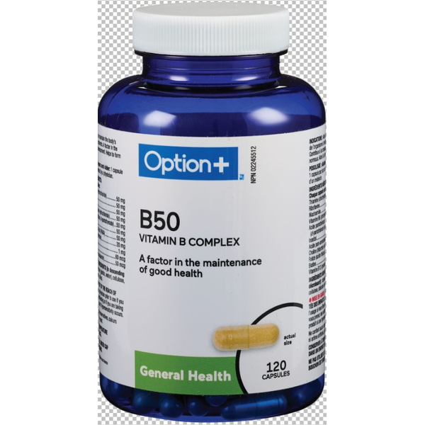 OPTION+ Vitamin B50 Complex Capsules Same-Day Delivery | Rexall