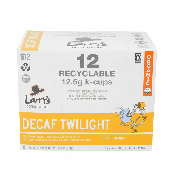 Larry's Coffee Decag Twilight Blend Recyclable K Cups Same-Day