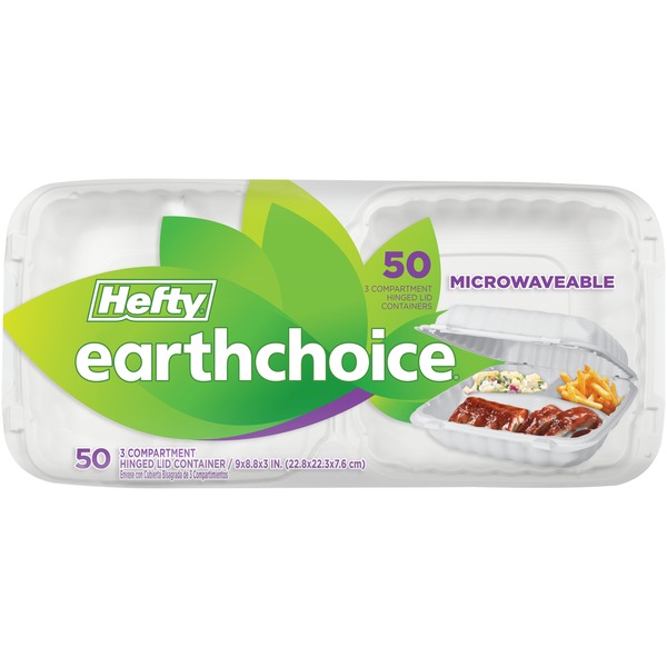 Hefty Earth Choice Hefty Earthchoice Microwaveable 3 Compartment Hinged