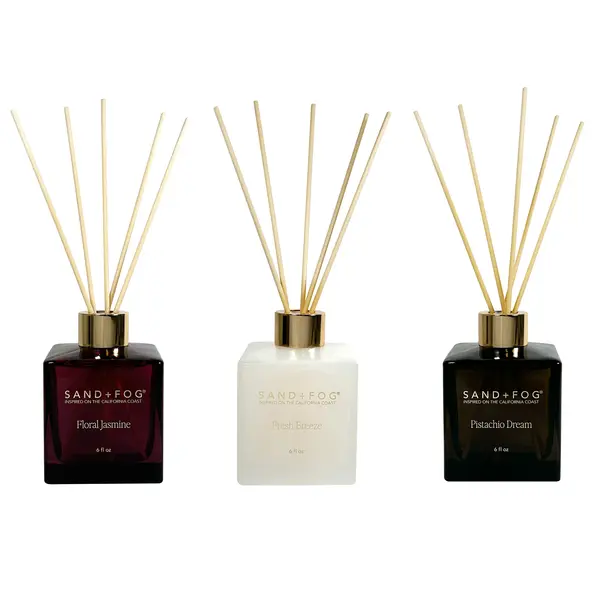 SAND+FOG Reed Diffuser Set - Floral Jasmine, Fresh Breeze & Pistachio Dream