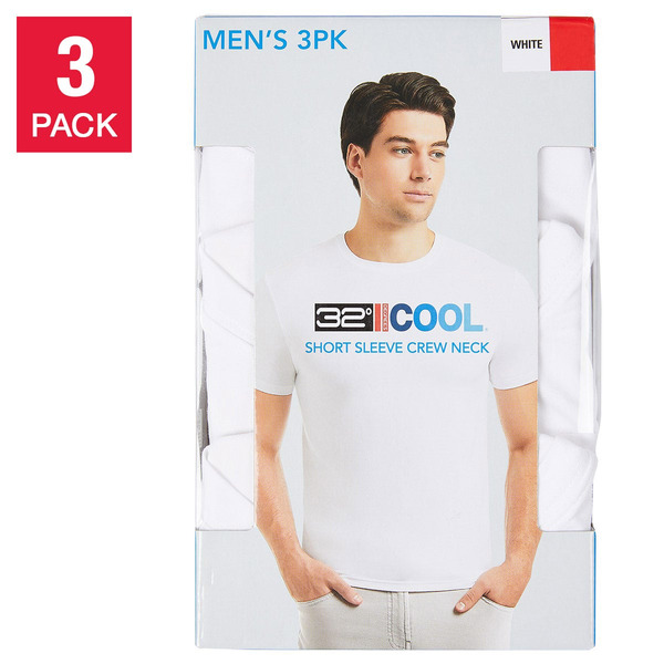 32 Degrees Men's Cool Tee, 3-pack, Large, Assorted Colors