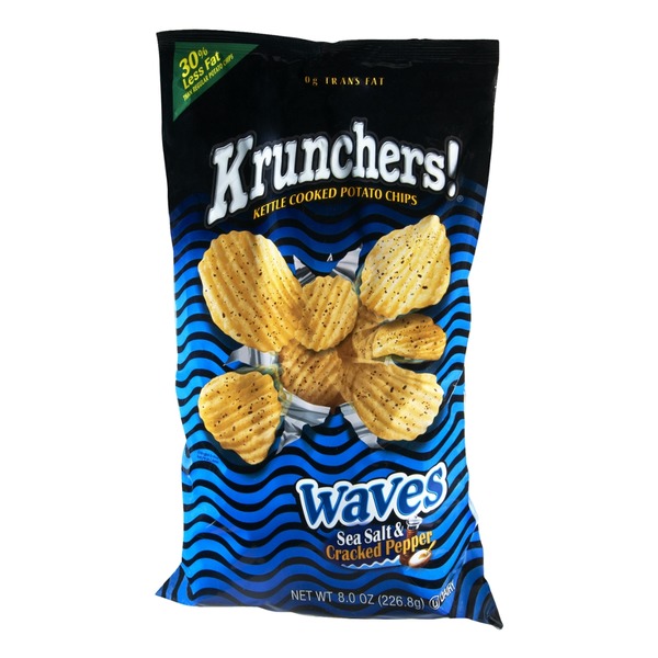 Krunchers! Kettle Cooked Waves Sea Salt & Cracked Pepper Potato Chips