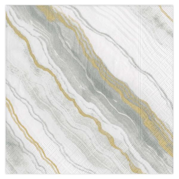 Caspari Grey Marble Paper Cocktail Napkins