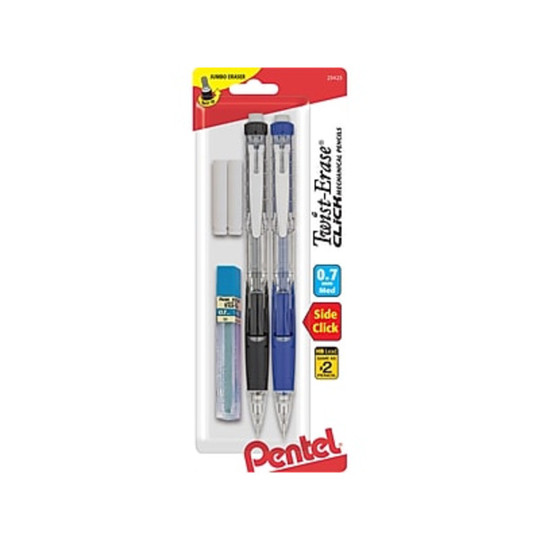 Pentel No. 2 Assorted Lead Twist-Erase CLiCK Mechanical Pencils
