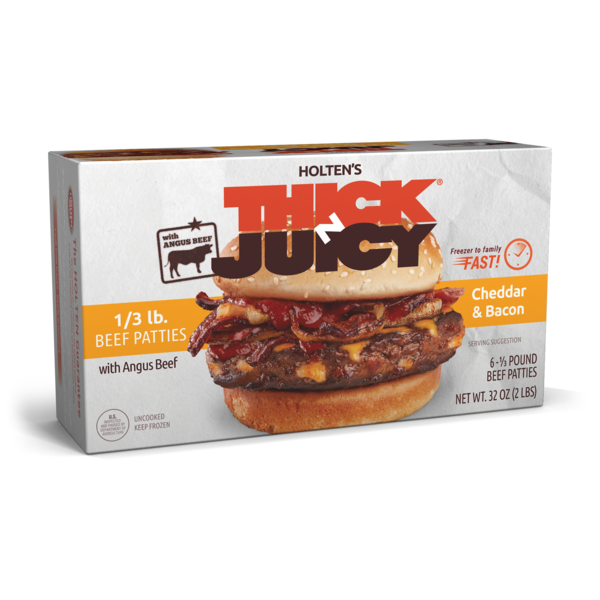 JUICY PORK & VEGGIES 50g×12個＋8個 Holten's Thick N Juicy 1/3 lb. Beef Patties, Cheddar and Bacon
