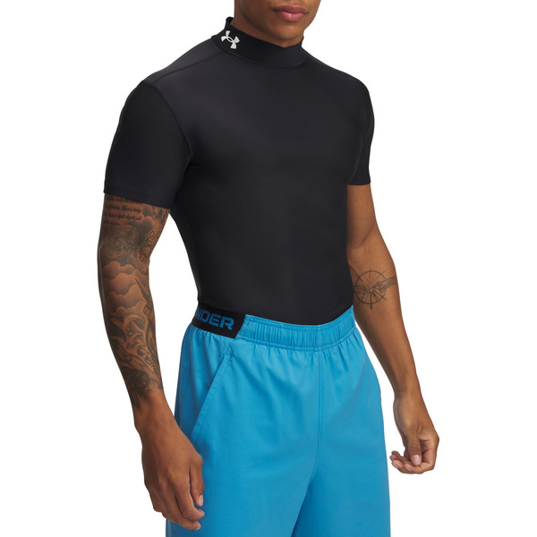 Under Armour Men's HeatGear OG Mock Neck Compression Shirt, L - Black/White