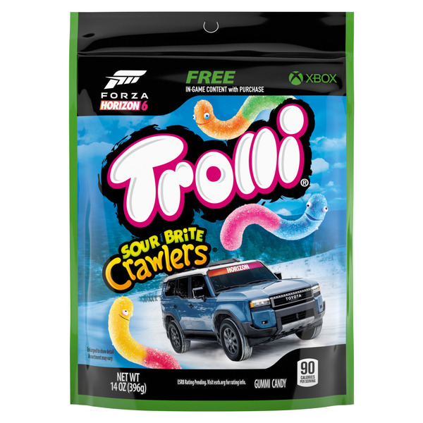Trolli Sour Brite Crawlers Candy Cherry-Lemon Strawberry-Grape & Orange-Lime Sweet And Sour