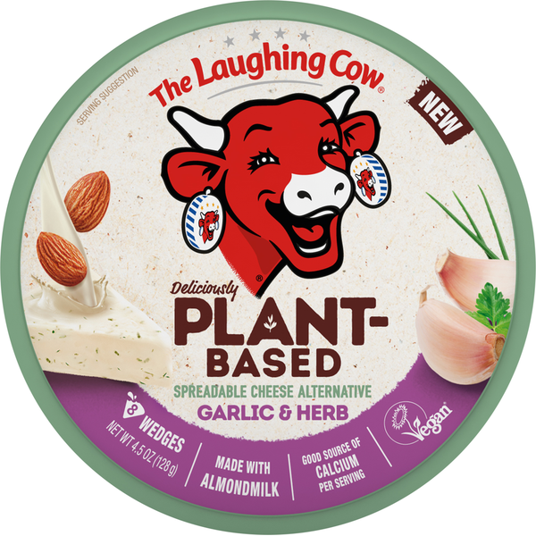 LAUGHING COW Plant-Based Spreadable Cheese Alternative Garlic & Herb Wedges