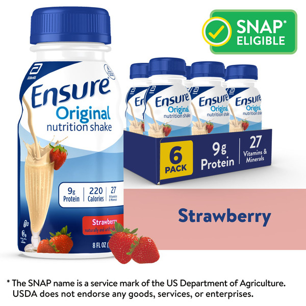Ensure Original Nutrition Shake Strawberry Ready-to-Drink Bottles