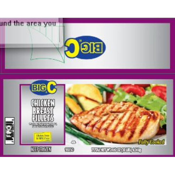 Frozen Big C - Fully Cooked Grilled Chicken Breast- 10 lbs