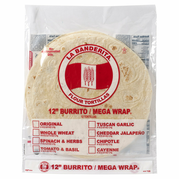 La Banderita - Flour Tortilla Wraps, 12 inch - 12ct Pack