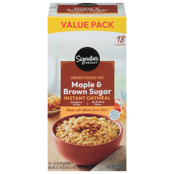 Signature SELECT Instant Oatmeal, Maple & Brown Sugar, Value Pack