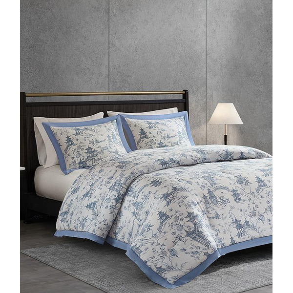 Natori Village Toile Printed Sateen Comforter Mini Set