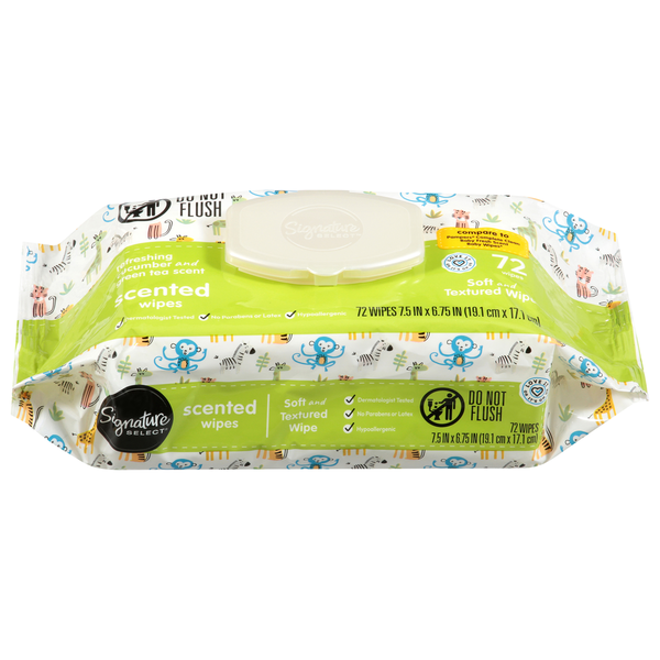 Signature SELECT Wipes, Scented, Refreshing Cucumbers & Green Tea Scent