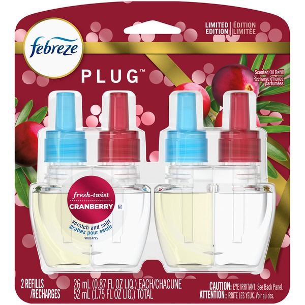 Febreze Air Freshener Scented Oil Refills, Freshtwist Cranberry (1.75