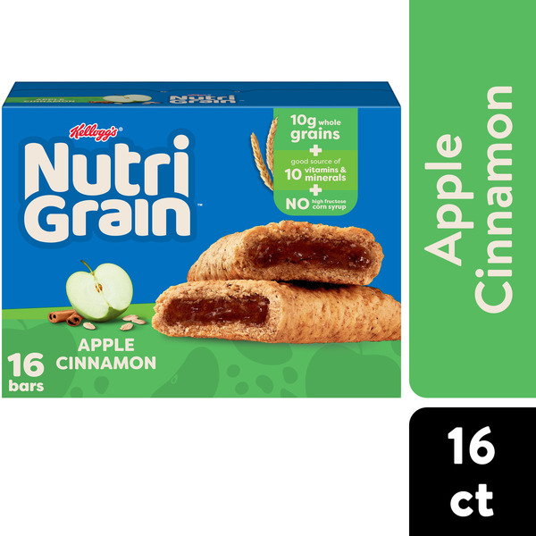 Kellogg’s Nutri-Grain Apple Cinnamon Breakfast Bars, Made With 10g Whole Grains