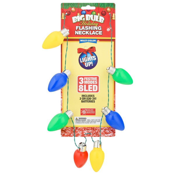 Publix Flashing Necklace, Big Bulb, Holiday, Multi Color Same-Day