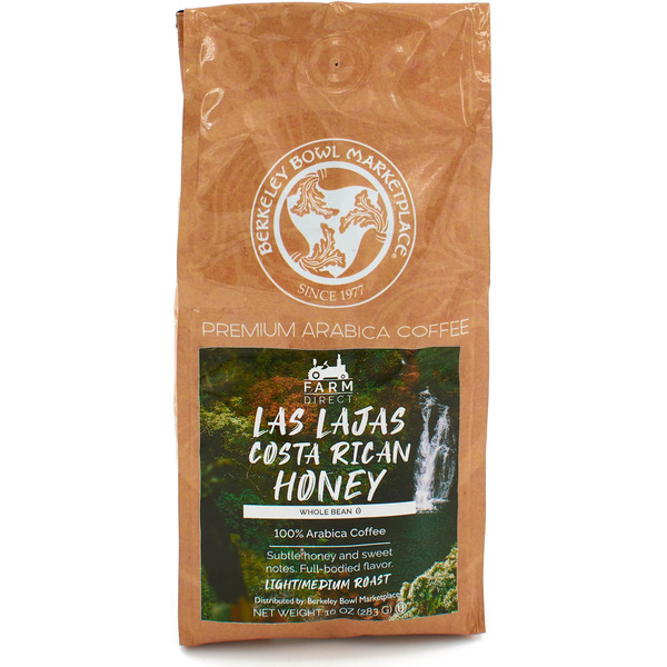 Berkeley Bowl Las Lajas Costa Rican Honey Light/Medium Roast Whole Bean Coffee