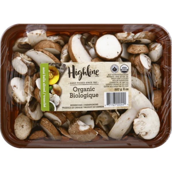 Highline Mushrooms, Organic, Mini Bella Sliced
