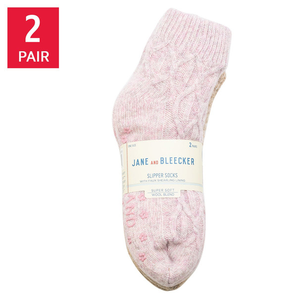 Jane and Bleecker Women's Slipper Sock, 2-pack, Assorted Colors