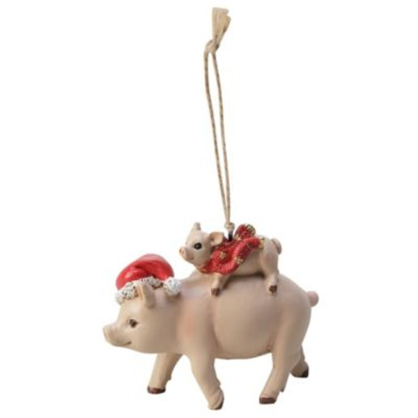 Red Shed Parent-Child Pigs Christmas Ornament, 3.3 in.