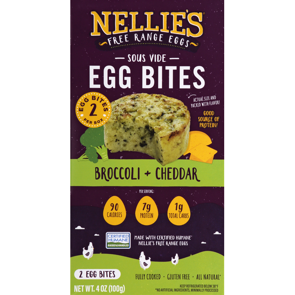 Nellies Egg Bites, Sous Vide, Broccoli + Cheddar (2 each) Instacart